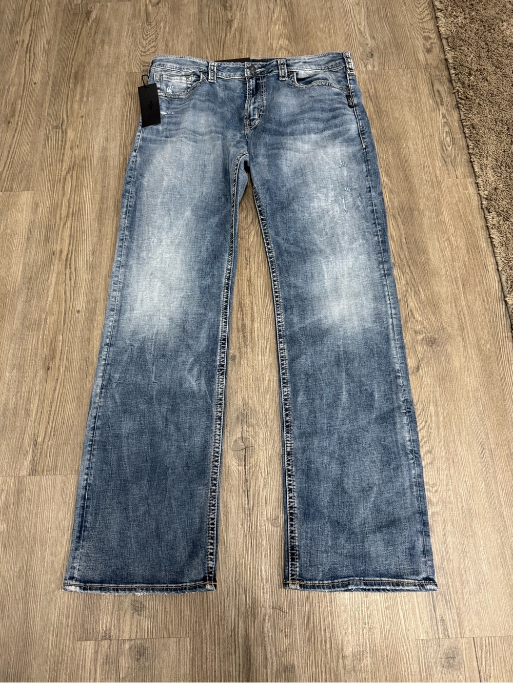 Silver Jeans Co. Zac Relaxed Fit Straight Leg Jeans Stretch Waist 36x36 New